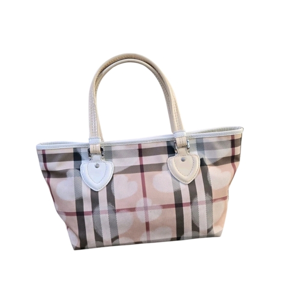 Burberry Cream and Brown Plaid Tote - Picture 7 of 15